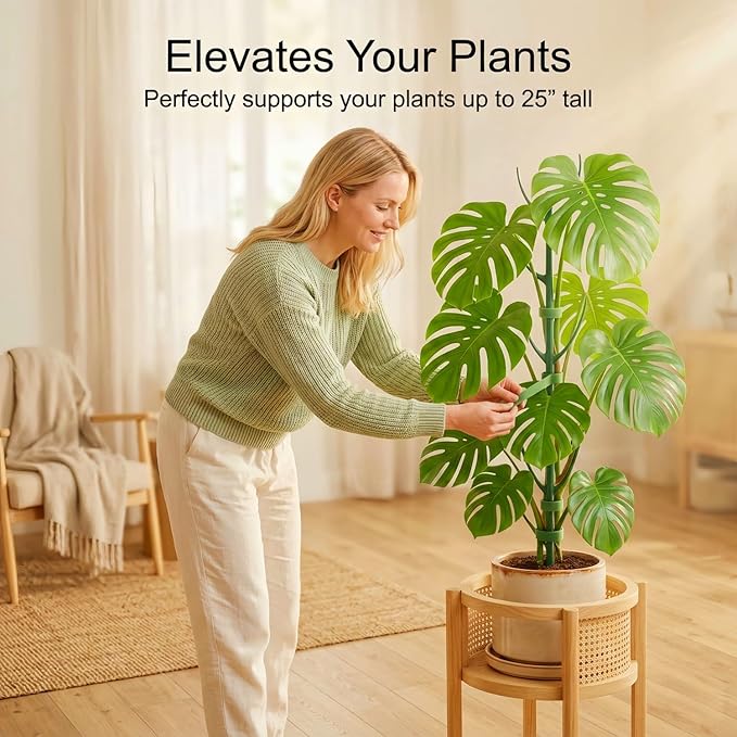 20-Pack Monstera Plant Support Stakes - Stackable Sticks for Indoor Plants up to 46" - Outdoor Garden Poles & Trellis with Tape & Twist Tie for Climbing Vines