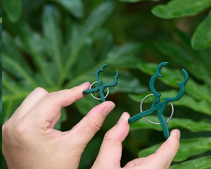 Garden Plant Clips 50 Pack Big Size Dark Green, Reusable Garden Plant Supports Clips for Supporting Stems of Flower Vine Vegetables Tomatoes Climbing