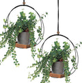 Geelin 2 Pack Plant Hanger with Wood Base Hanging Window Planter Boho Macrame Hanging Plant Holders for Window Indoor Outdoor Room Ceiling Home Decorations (Brown)