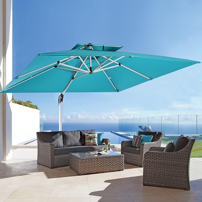 ABCCANOPY Patio Umbrella Cantilever Double Top Outdoor Offset Umbrella with 360° Rotation