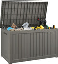 Outdoor Storage Box, Resin Deck Boxes Indoor and outdoor, Waterproof Storage Box Lockable Lid (Grey,270 Gallon)