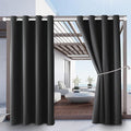 Waterproof Outdoor Curtain W52 x L84 - Grommet Top Sunlight Blocking Window Treatment Drapes Blackout Curtains for Home Bedroom Living Room Outdoor Patio Porch Pergola (Dark Gray, 2 Panels)
