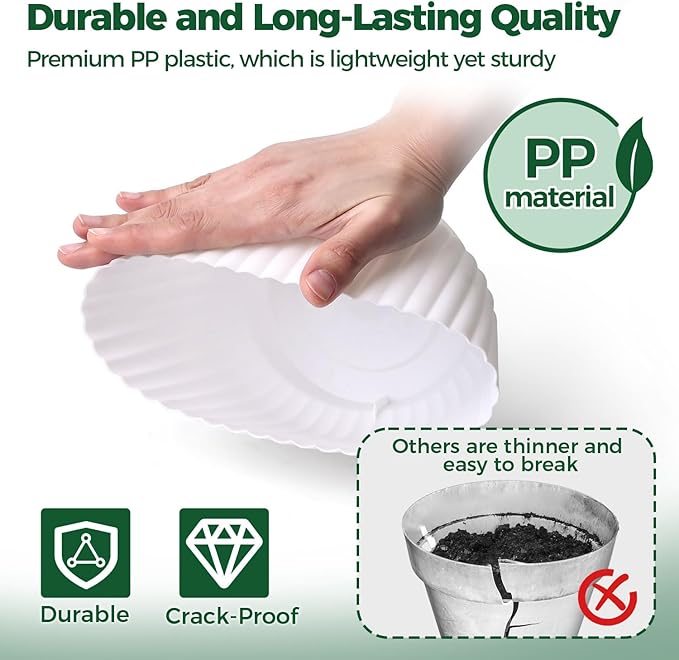 T4U 7 Inch Self Watering Pots for Indoor Plants, 4 Pack Plant Pots, Self Watering Planter for Indoor Plants, Durable Plastic Pots (4 Pack, 7", White)