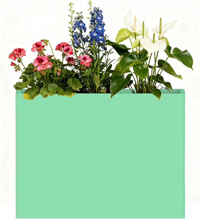 Rectangular Planter Box with Removable Insert Shelf - 32x12x24 Inches Large Size Planters for Patio Yard, Green