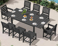 SERWALL 9-Piece Outdoor Dining Set, 60" - 83" Expandable Outdoor Dining Table and 8 HDPE Chairs, All Weather HDPE Outdoor Furniture Set for Backyard, Garden, Black