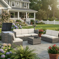 Tangkula 8 Pieces Wicker Patio Furniture Set with Storage Deck Box, PE Rattan Outdoor Sectional Sofa Conversation Set with Coffee Table & Cushions, Outside Furniture for Garden Yard Poolside (White)