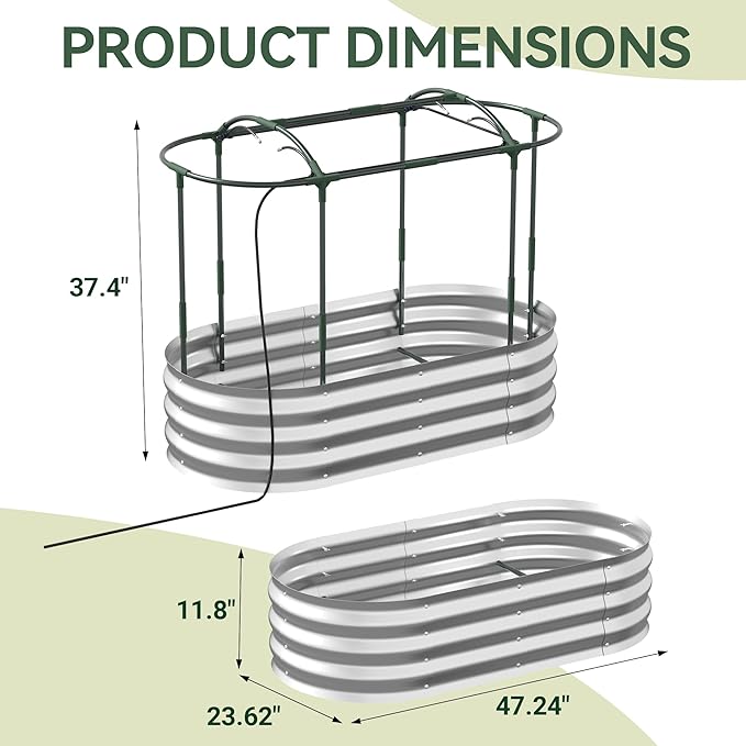 Raised Garden Bed with Sprinkler Timer and Self-Watering System, 4x2x1 ft Elevated Planter Boxes Outdoor with Mesh Cover, Galvanized Raised Beds for,Vegetables,Flowers, Backyard, Patio