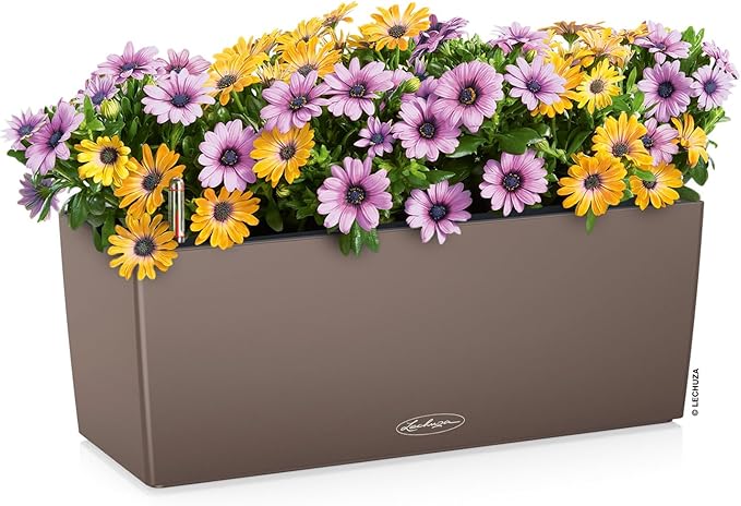 Lechuza BALCONERA Color 50 Nutmeg, Self-Watering Window Box (Railing Planter), H7.5 L19.7 W7.5 in