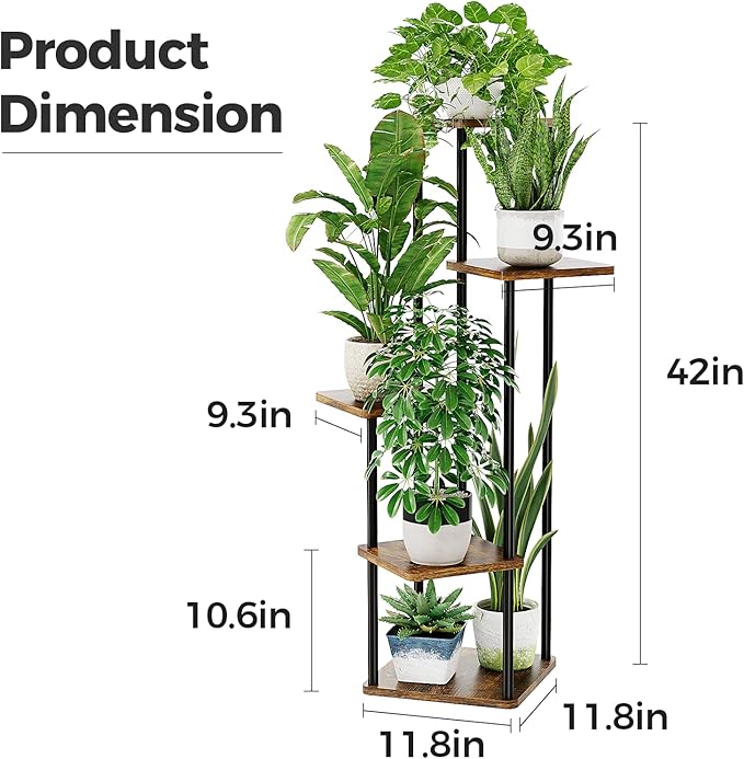 Bamworld Plant Stand Indoor Tall Plant Shelf for Multiple Plants Corner Plant Table Tiered Flower Stand for Living Room Bedroom Balcony Brown