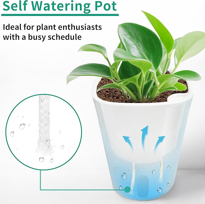 TCBWFY 5 Inch Self Watering Pots for Indoor Plants,5 Sets Self Watering Planter Pots with Visual Water Level Window and Multiple Vents,Self Watering Plant Pot for All House Plants,Flowers,Herbs