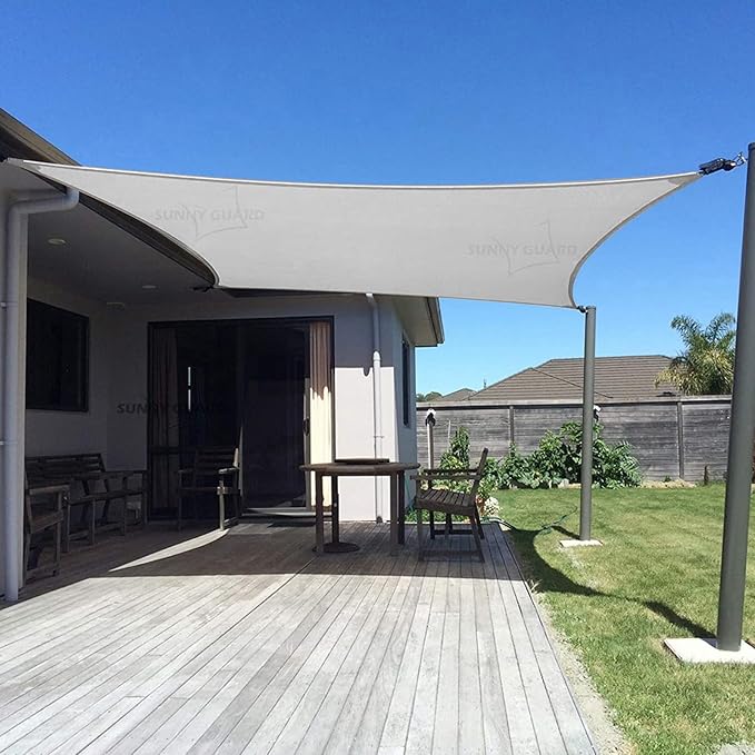 SUNNY GUARD Custom Size 6'x6' Silver Grey Sun Shade Sail Rectangle UV Block Shade for Backyard Yard Patio Deck Garden(Customized)