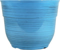 Garden Elements Indoor/Outdoor Glazed Brushed Happy Plastic Planter, Large, Bright Blue, 15"
