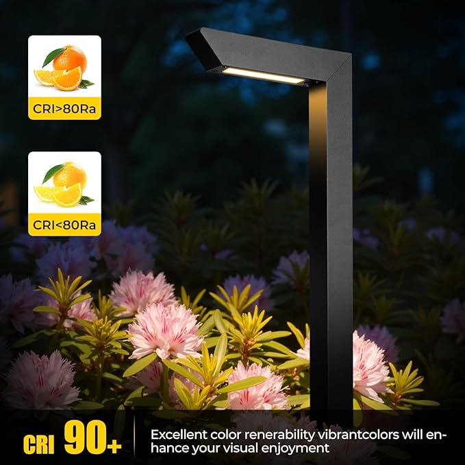 Gardencoin 3CCT LED Low Voltage Landscape Pathway Light, 12V Premium 3000K/4000K/5000K Selectable Path Lights Wired, Modern Walkway Lights Outdoor, Higher Housing with Larger Stake (19.71IN, 4pack)
