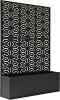 Oakland Living 6 ft. X 4 ft. Black Freestanding Metal Privacy Screen Room Divider with Flower Box