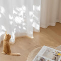 Non-See-Through White Privacy Sheer Cafe Curtains 84 inches Long 2 Panels, 52" Wide Rod Pocket Window Drapes for Hallway Classroom Dorm Room Gym Room Living Room Bedroom