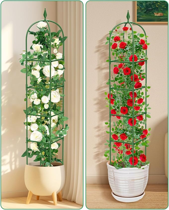 Garden Trellis for Climbing Plants Outdoor & Indoor - 6Ft Tall Rustproof Plant Support Cage for Vines, Flowers, Vegetables, Roses | Heavy-Duty, Adjustable & Decorative (3)