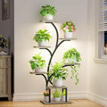 Plant Stand Indoor with Grow Lights, 7 Tiered Indoor Plant Shelf, 49" Corner Plant Stands for Indoor Plants, Metal Plant Flower Display Shelf, Tree-Shaped Plant Rack for Home, Patio, Grey
