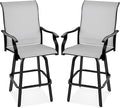 Best Choice Products Set of 2 Swivel Barstools, Bar Height Outdoor Chairs, 360 Rotating Patio Bar Stools w/All-Weather Mesh, 300lb Capacity - Gray
