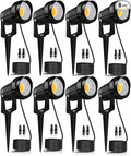 12W LED Landscape Lights Low Voltage, 3000K Warm White 12V AC/DC Waterproof Outdoor Spotlights, IP65 Garden Pathway Lights with 8 Spike Stands for Tree Garden Yard Pathway (8 Pack)