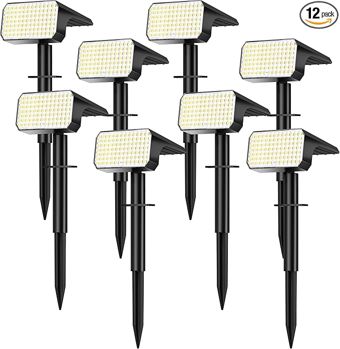 LANSOW Solar Spot Lights Outdoor Waterproof IP67, (8 Pack/90 LED/4 Modes) Solar Landscape Spotlights, 2-in-1 Solar Powered Flood Lights for Yard Garden Pathway Outside Tree, Auto ON/Off(Cool White)