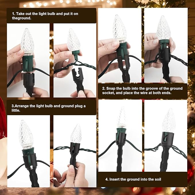 60 Pcs 5 Inch Christmas Light Stakes Universal Yard Lawn Holiday Light Stakes for C7 C9 String Lights Holders on Yards, Pathways (Green)