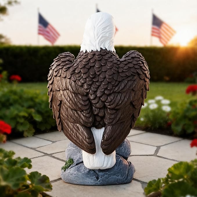 American Bald Eagle Garden Statue with Solar Light,Outdoor Decor Sculpture,Perfect for Patio,Yard,Porch,Balcony,Distinctive Bald Eagle Home Decor,250 Anniversary USA Gift for Men Father