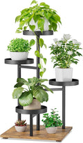 iDavosic.ly 4 Tier Plant Stand Indoor, Tiered Corner Flower Holder Shelf Outdoor, Metal Tall Orchid Display Rack for Patio Porch Garden Balcony Office Living Room, Modern Black & Rustic Brown