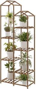 Bamworld Tall Plant Stand Indoor Outdoor Corner Plant Shelf Hanging Plant Holder Wood Flower Stand Plant Decor for Living Room Garden Balcony Patio