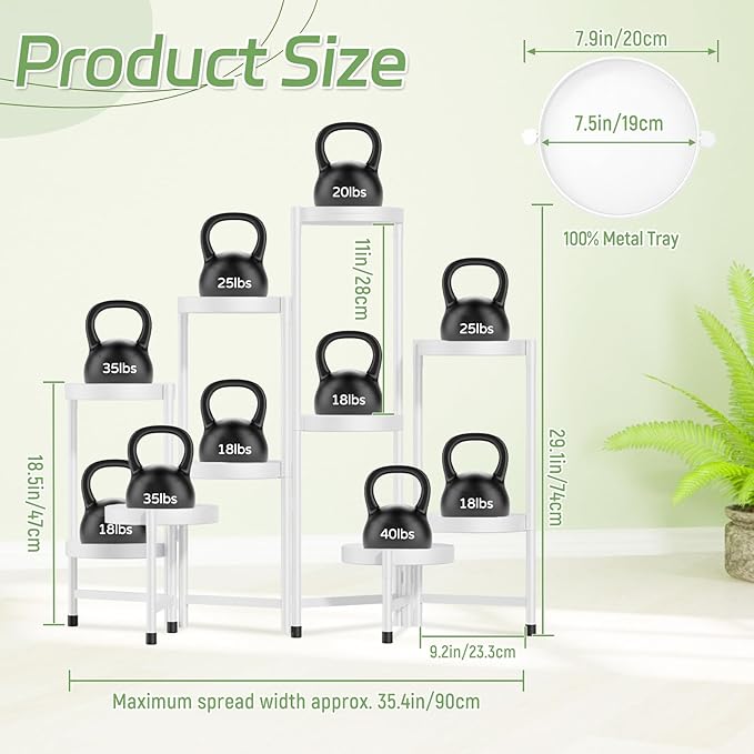 iDavosic.ly Plant Stand Indoor Outdoor, 10 Tier Corner Metal Flower Display Holder Shelf, Easy Assembly Folding Tall Orchid Rack for Patio Balcony Porch Garden Living Room House, White