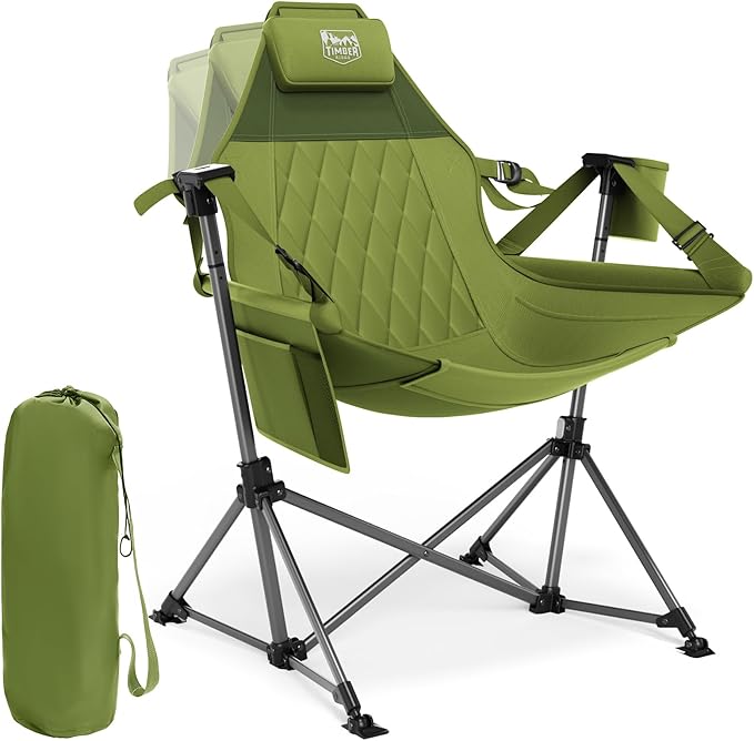 TIMBER RIDGE Hammock Camping Chair, Oversized Swinging Hammock Chair with Adjustable Back and Seat for Outdoor Lawn, Sports, Supports 400lbs, Green