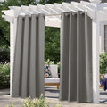 NICETOWN Outdoor Curtain Panel for Patio Waterproof, Rustproof Silver Grommet Luxury Thermal Insulated Blackout Thermal Insulated Outdoor Drape for Front Porch, W52 x L120, Slate Grey, 1 Panel