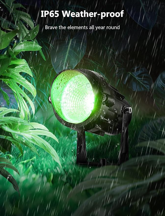 12W RGBW Color Changing Landscape Lights - Low Voltage LED Landscape Lighting, Remote Control Spotlight Outdoor Waterproof Garden Pathway Halloween Christmas Spot Lights, 4 Pack with Connector