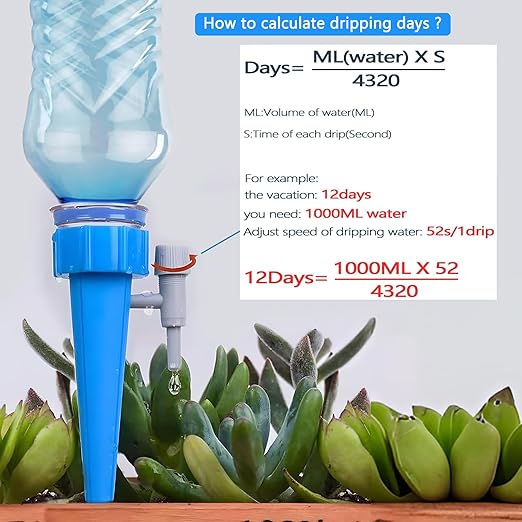 24 Pack Self Watering Spikes for Indoor/Outdoor Plants,Self Watering Planter Insert with Adjustable Drip Valve,Auto Vacation Plant Watering Devices,Plants Water System,Self-Watering Stakes