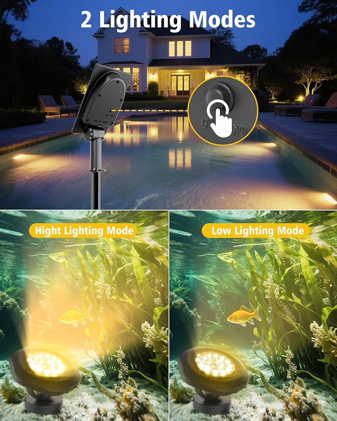 CORESLUX Solar Spot Lights Outdoor Waterproof IP68, 3-in-1 LED Warm Light Solar Landscape Lights, 2 Light Modes Landscape Path Lights for Outside Garden Yard Pond Pathway