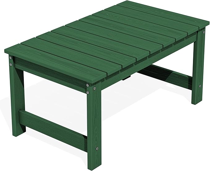 SERWALL Outdoor Coffee Table with 1.69" Umbrella Hole, HDPE Patio Coffee Table for Outside, Rectangle, Green