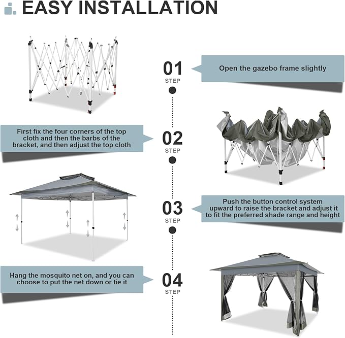 COBIZI 12x12 FT Pop up Gazebo on Clearance Outdoor pop up Canopy Tent,carpas para Patio, Shelter Tents with Sandbags & Portable Carry Bag, Patio Gazebos for Camping, Garden & Lawn, Darkgrey(Upgraded)