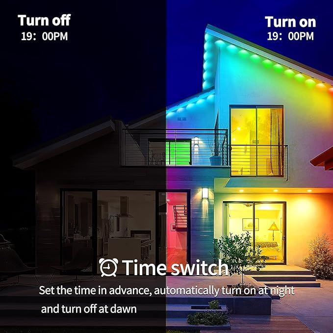100FT Permanent Outdoor Lights Waterproof Smart LED RGB Light with App/Remote Control, Music Sync & DIY Scenes, Permanent Christmas Lights for House Roof, Parties & Daily Decor