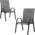 UDPATIO Patio Chairs Set of 2, Stackable Outdoor Dining Chairs with High Back, Breathable Textilene Fabric Outdoor Chair All Weather, 350LBS Capacity for Garden, Backyard (Dark Grey)