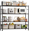 Storage Shelves - 4 Tier Shelf Organizer, Heavy Duty Garage Shelving Unit with Leveling Feet, Stable Metal Shelves Organizer for Pantry, Kitchen and Closet, 46.3" W x 12.6" D x 46.6" H, Black