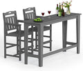 Ciokea 3 Pcs Outdoor Bar Height Table Set, 60" Extra Long Rectangle High Top Table and 2 Oversized Adirondack Chairs Set, Heavy-Duty All-Weather HDPE Patio Bar Set for Backyard Balcony Deck,Grey