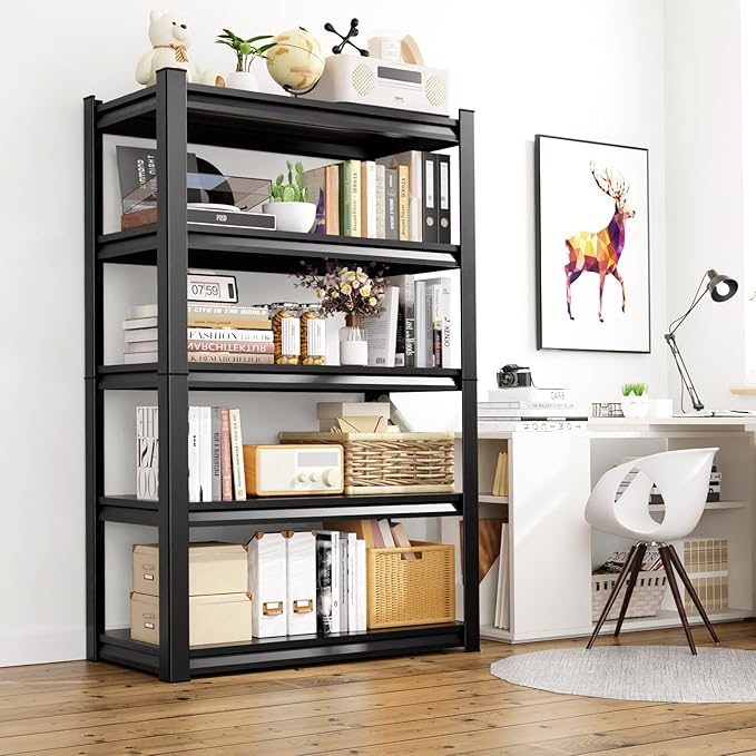 Set of 4 71"H-35"W Garage Shelving-2050LBS 5 Tier Storage Shelves,Adjustable Heavy Duty Metal Shelving Unit and Storage Large Rack,Utility Steel Shelf For Shop Warehouse Industrial Pantry 71"x35"x16"