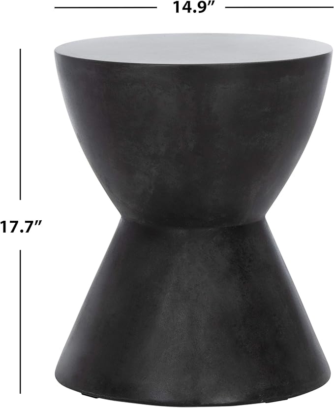 Safavieh Outdoor Athena Black Modern Concrete Round Accent Table