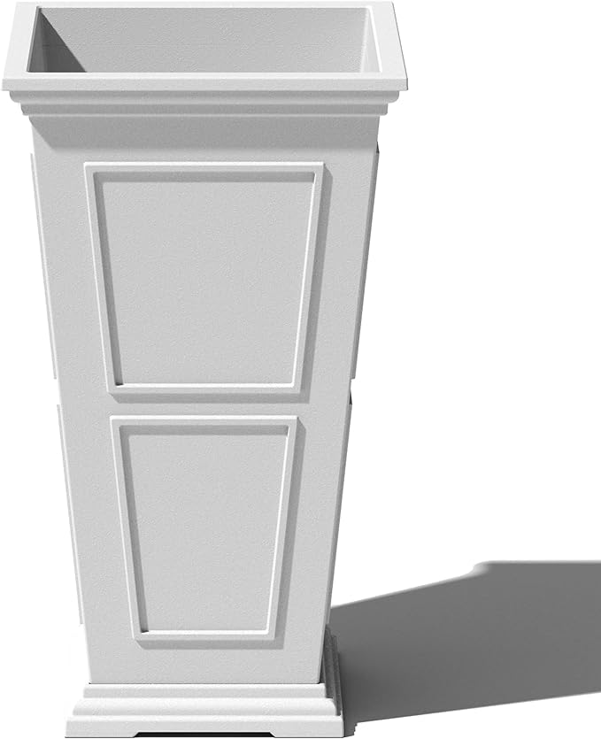Veradek Brixton Series Tall Planter - Large Outdoor Planter for Front Porch/Patio | Crack-Resistant Plastic for All-Weather Use | Classic Estate Design for Tall Plants, Flowers, Trees