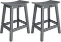VINGLI 24 Inch Outdoor Bar Stools Set of 2, HDPE Weather Resistance Counter Height Bar Stools Durable Patio Chairs for Bar, Kitchen Counter, Yard (Gray, 24 Inch 2PC)