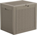 DRATO 34 Gallon Deck Boxes Resin Outdoor Storage Box UV Resistant Outside Deck Box with Lockable Lid for Patio Furniture（Grey，34 Gallon）