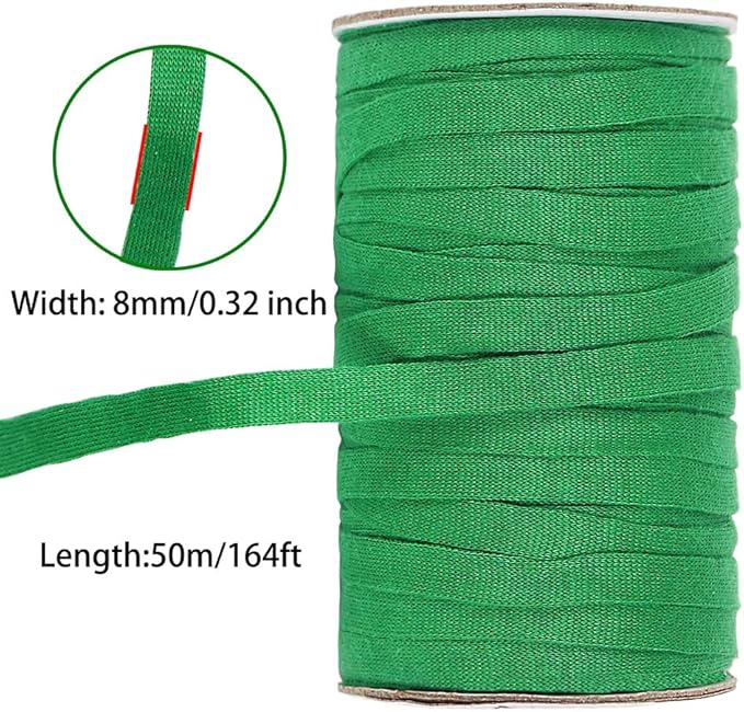 Plant Ties, 164 Feet 8mm Green Garden Twine Soft Garden String Stretchy Tree Supports Biodegradable for Tomato Plants, Climbing Roses and Vines Organizing