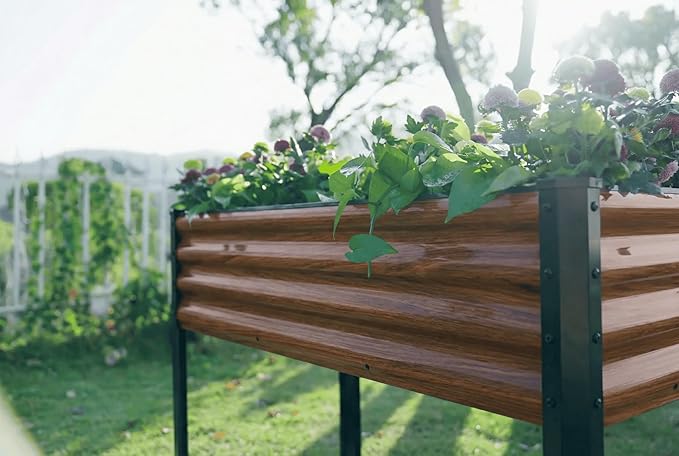 SnugNiture Raised Garden Bed with Legs, 48×18×32in Outdoor Metal Elevated Raised Planter Box for Backyard, Patio, Balcony