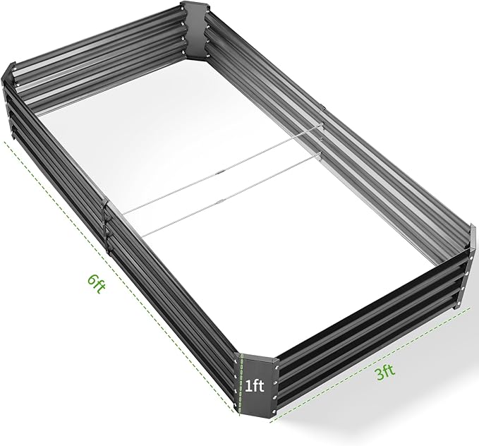 Land Guard 3 Pack 6×3×1ft Galvanized Metal Raised Garden Bed, Metal Planter Kit Box Outdoor for Deep-Rooted Vegetables, Flowers, Green and Herbs, Modern Grey