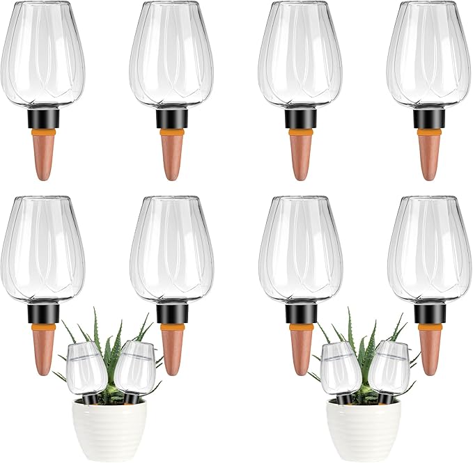 8 Pcs Plant Watering Globes Self Watering Planter Insert Plants Top Fill Water Device Plastic Water Bulbs Slow Release Terracotta for Plants, Clear