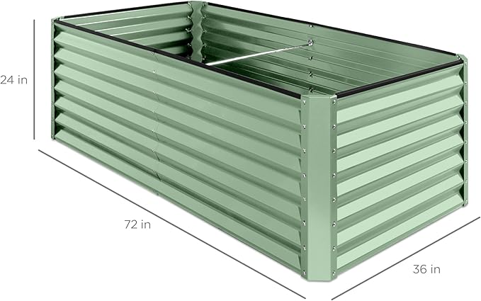 Best Choice Products 6x3x2ft Outdoor Metal Raised Garden Bed, Deep Root Box Planter for Vegetables, Flowers, Herbs, 269 Gallon Capacity, 100% Non Toxic Materials - Sage Green